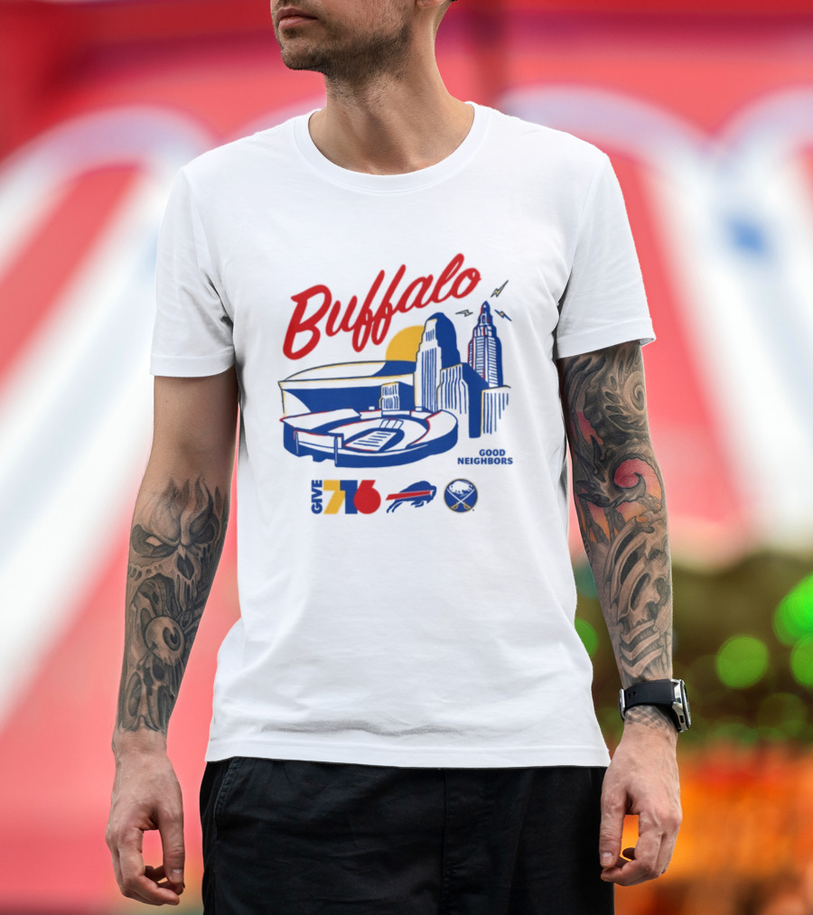 Buffalo Good Neighbors Skyline Give 716 Sabres Bills Elements T-Shirt
