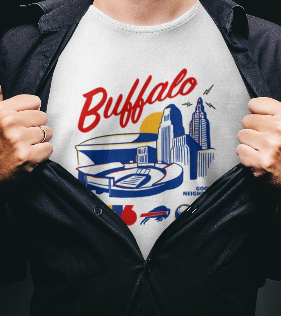 Buffalo Good Neighbors Skyline Give 716 Sabres Bills Elements T-Shirt