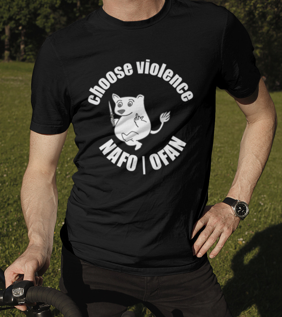 Choose Violence Nafo Ofan Knife-Wielding Cartoon Character T-Shirt