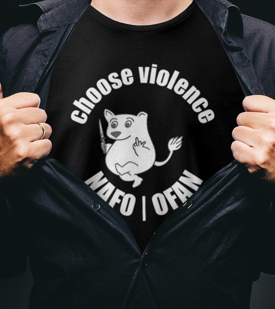 Choose Violence Nafo Ofan Knife-Wielding Cartoon Character T-Shirt