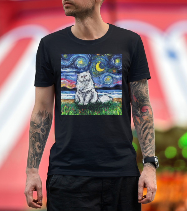Premium T-Shirt: Starry Night Persian Cat ACA Turner T-Shirt Starry Night Persian Cat ACA Turner T-Shirt