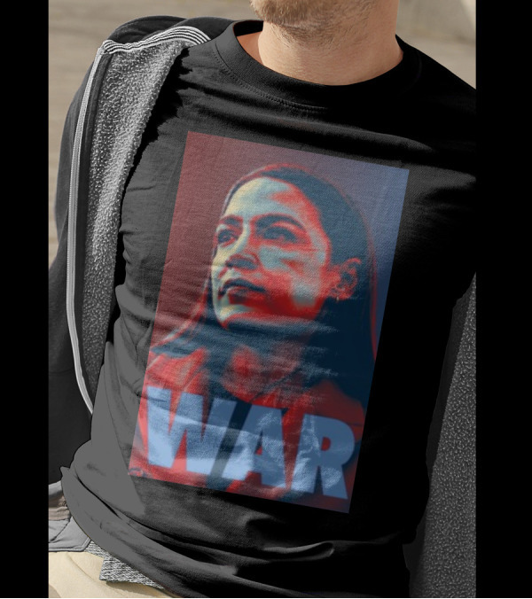 AOC Ocasio-Cortez War Poster Style Face T-Shirt