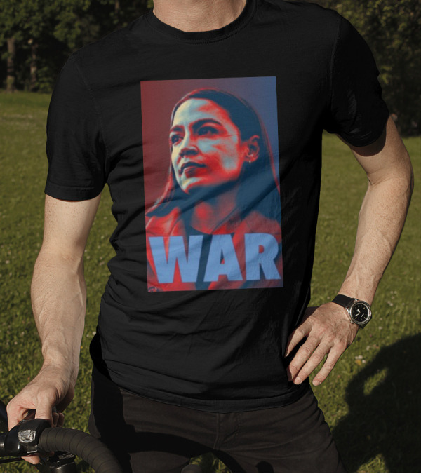 AOC Ocasio-Cortez War Poster Style Face T-Shirt