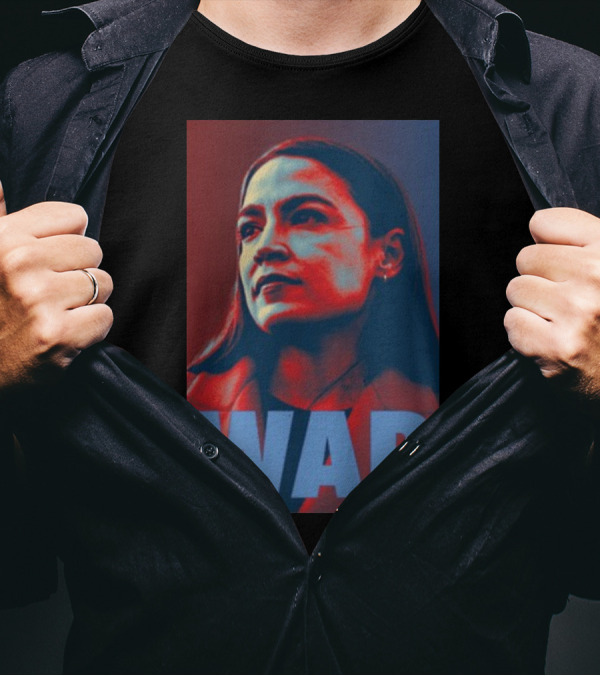 AOC Ocasio-Cortez War Poster Style Face T-Shirt
