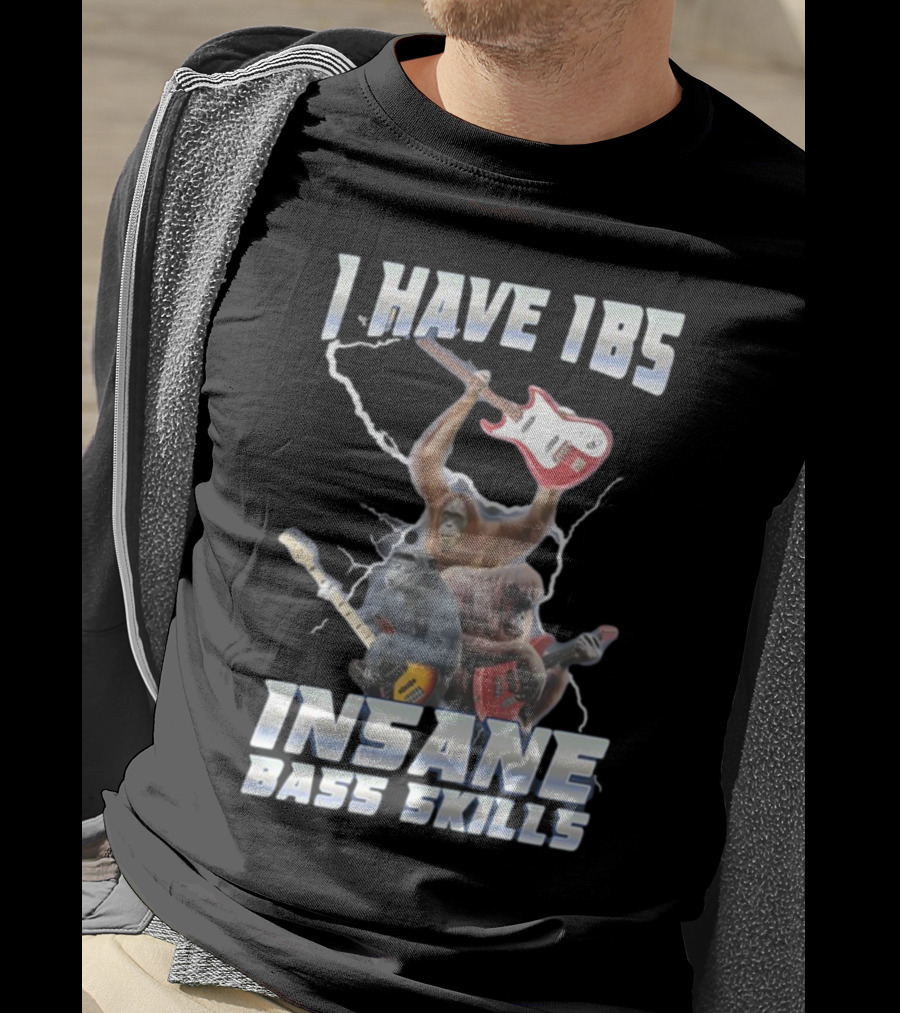 I HAVE IBS INSANE BASS SKILLS Lightning And Guitar-Wielding Primates T-Shirt