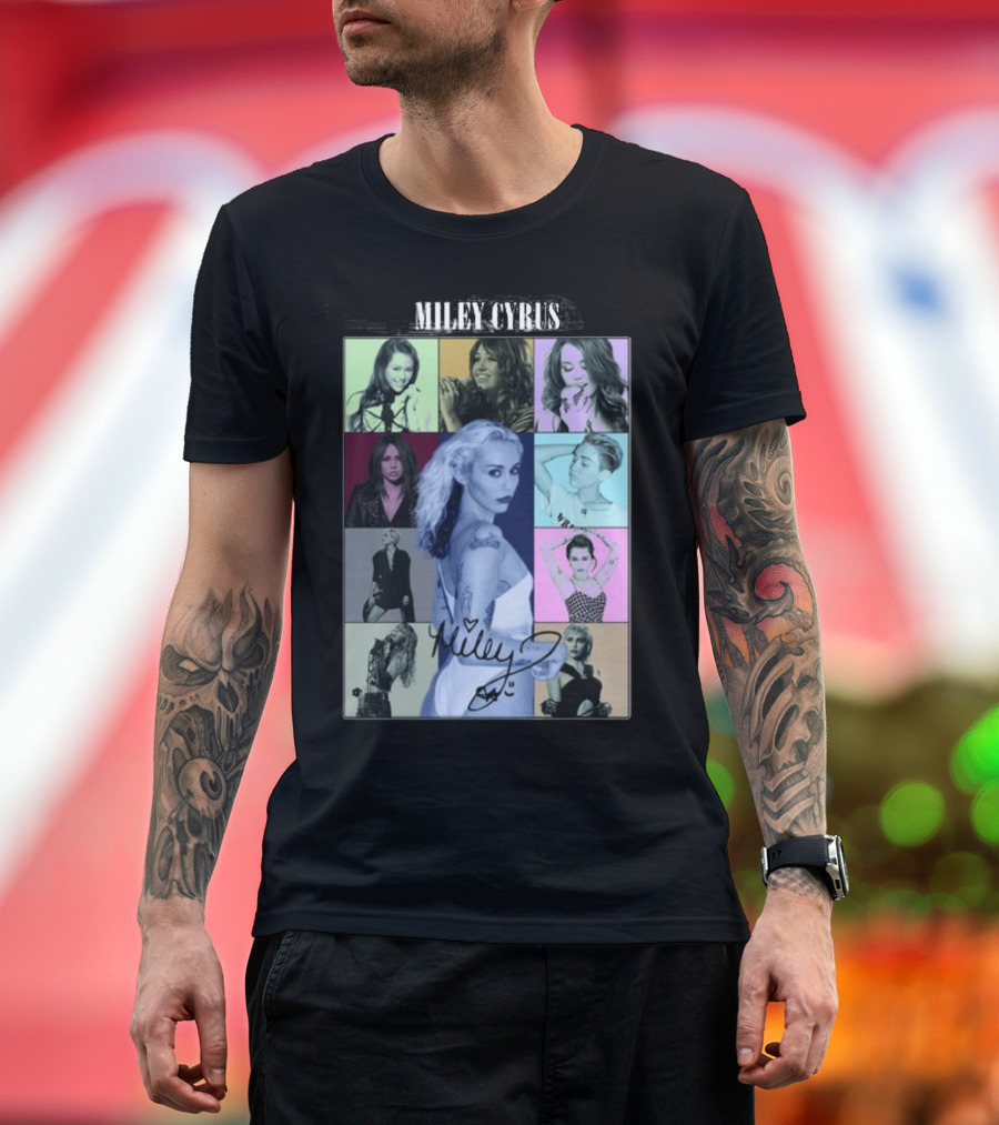 Miley Cyrus Collage with Autograph and Eras Tour T-Shirt