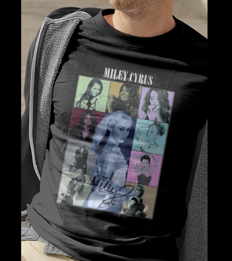 Miley Cyrus Collage With Autograph And Eras Tour T-Shirt