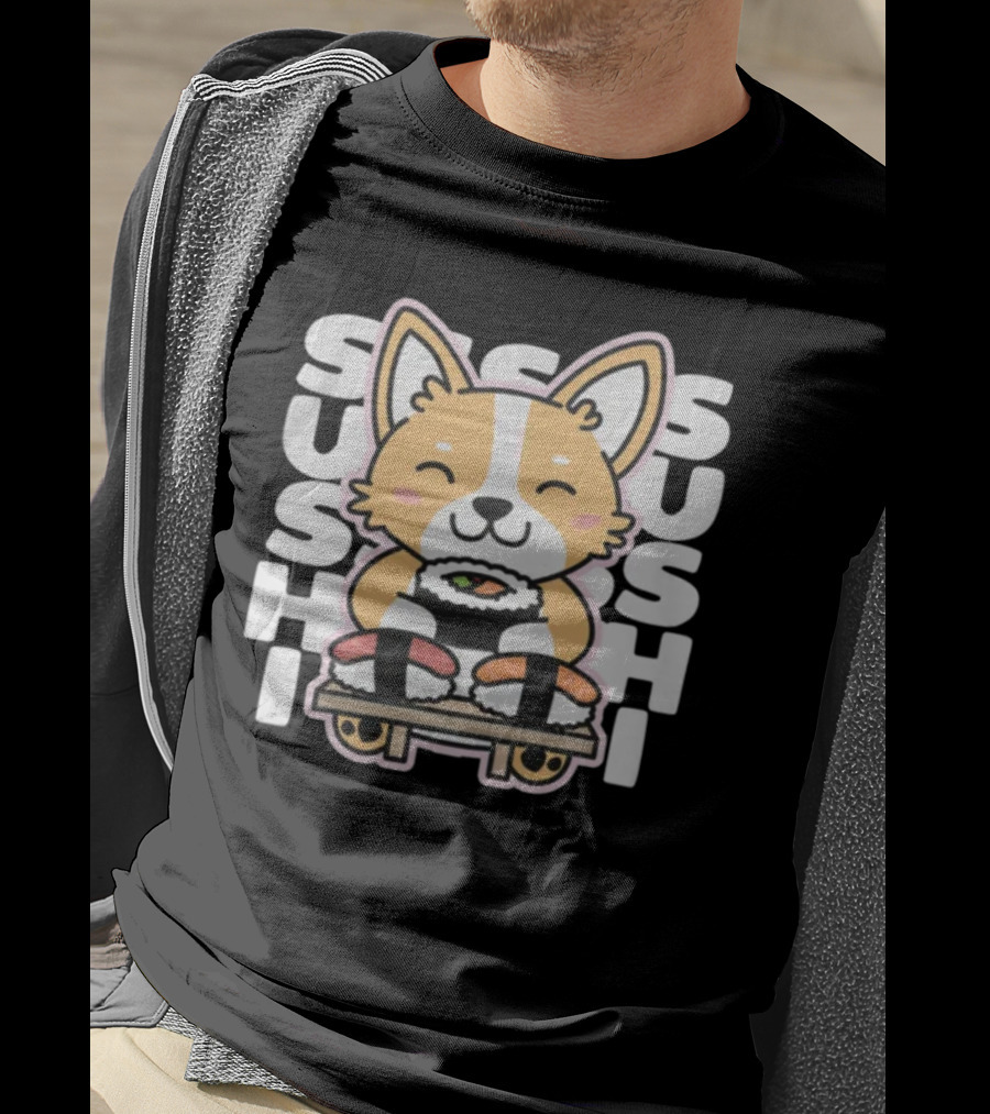 Kawaii Sushi Corgi Cute Anime Dog Japanese Sushi T-Shirt