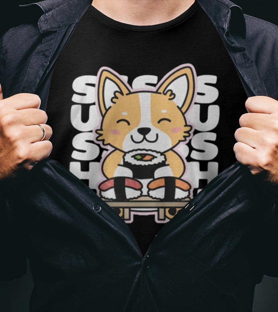 Kawaii Sushi Corgi Cute Anime Dog Japanese Sushi T-Shirt