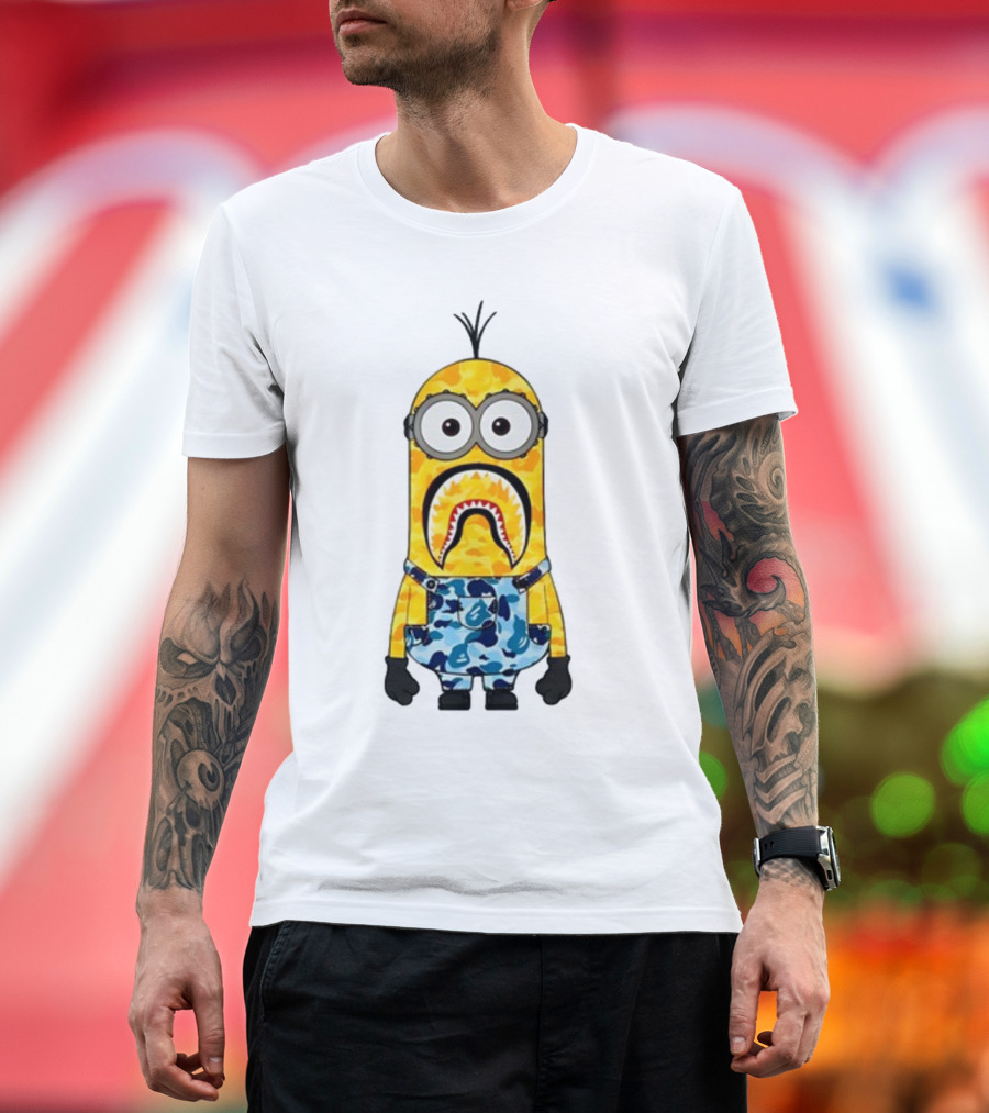 Karl Stealing George’s Minion A Bathing Ape Camo Shark T-Shirt
