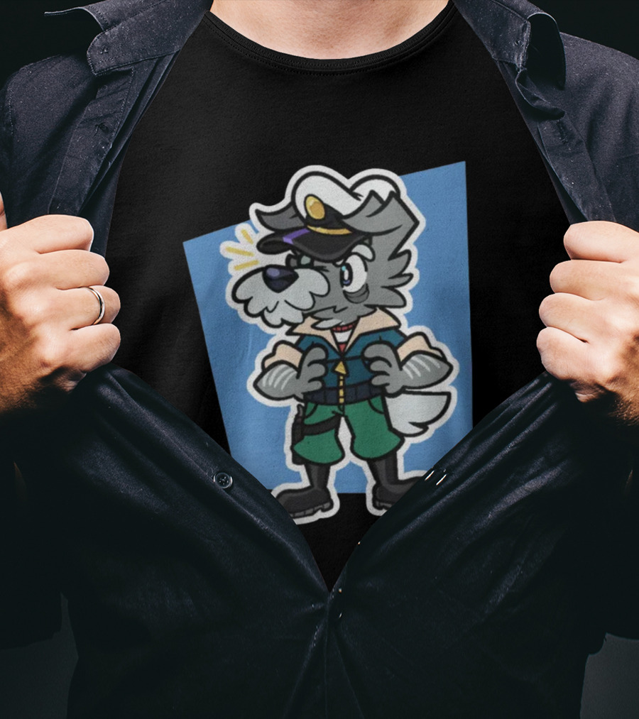 Yoshiemblem Melted Ice Crown Puddle Commander Dog Navy Uniform T-Shirt