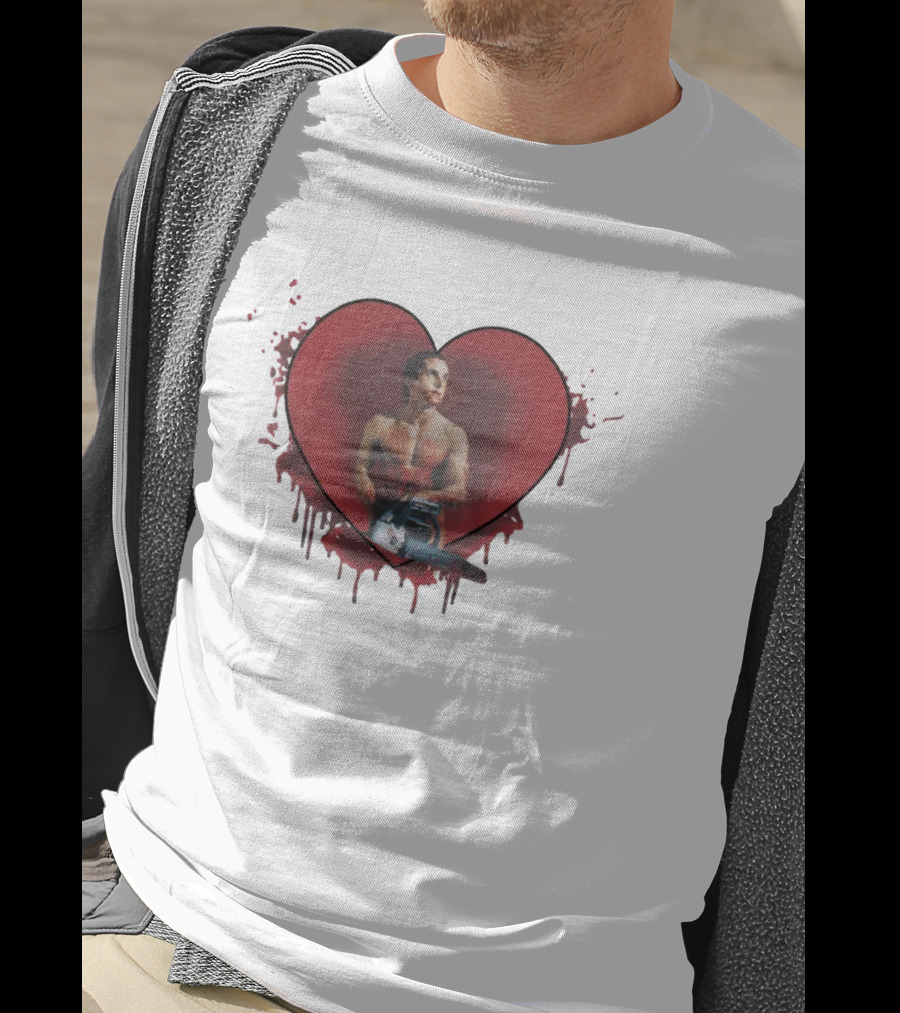 Christian Bale American Psycho Chainsaw Heart T-Shirt