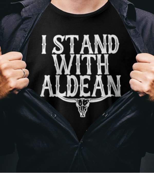 I Stand With Aldean Irishpeachbackup Longhorn Skull T-Shirt