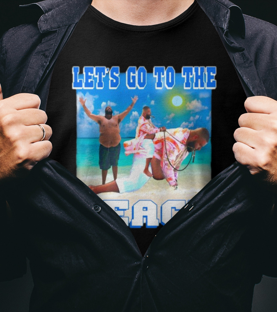 Let's Go To The Beach Dj Khaled Beach Scene With Floating And Joyful Pose T-Shirt