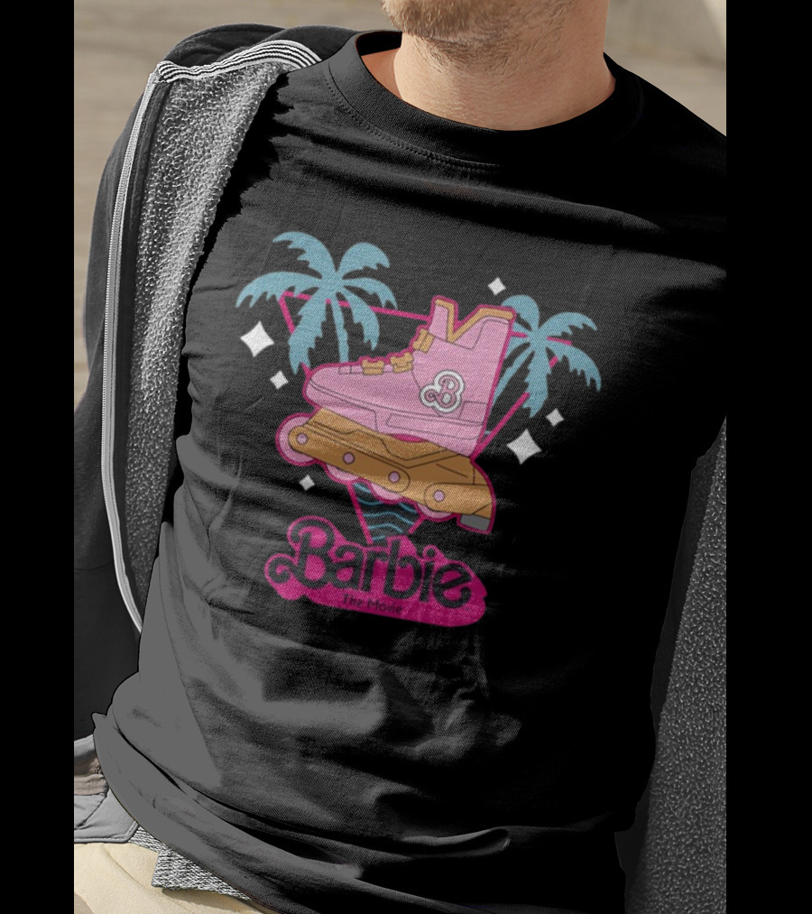 Barbie The Movie Tropical Rollerblade Palm Trees T-Shirt