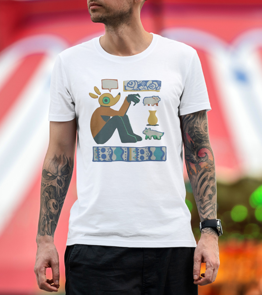 Trickleyt Homunculus Deer Character with Floral and Sheep T-Shirt