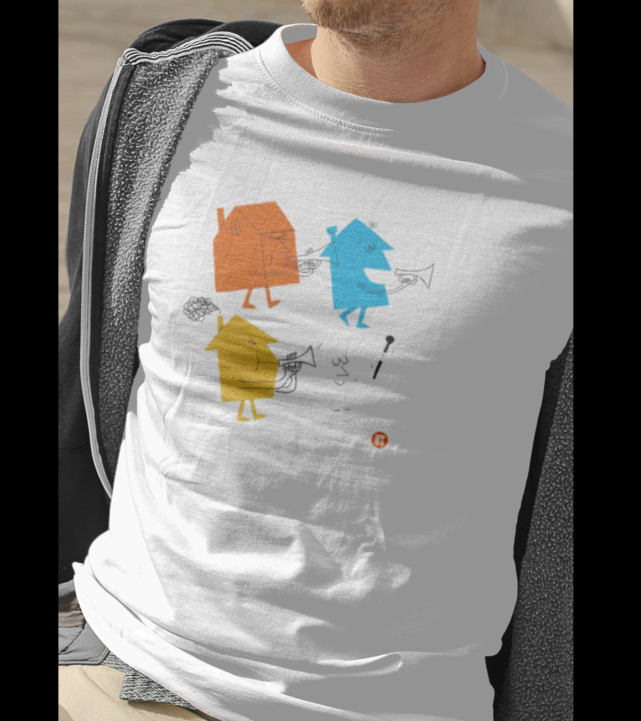 4 Houses Colorful Cartoon Characters T-Shirt