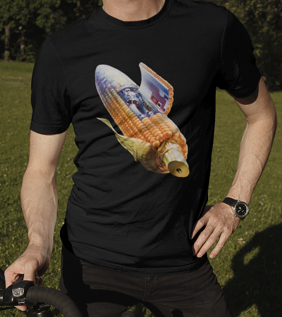 70s Sci-Fi Corn Grass Spacecraft Hybrid T-Shirt