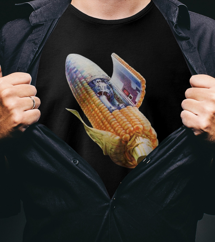 70s Sci-Fi Corn Grass Spacecraft Hybrid T-Shirt
