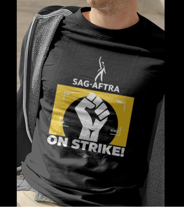 SAG-AFTRA On Strike Logo With Fist Symbol And Yellow Background T-Shirt