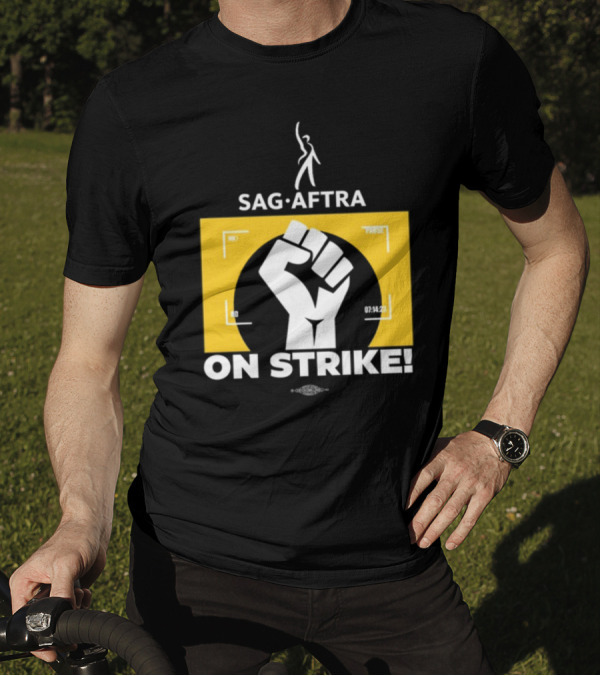 SAG-AFTRA On Strike Logo With Fist Symbol And Yellow Background T-Shirt