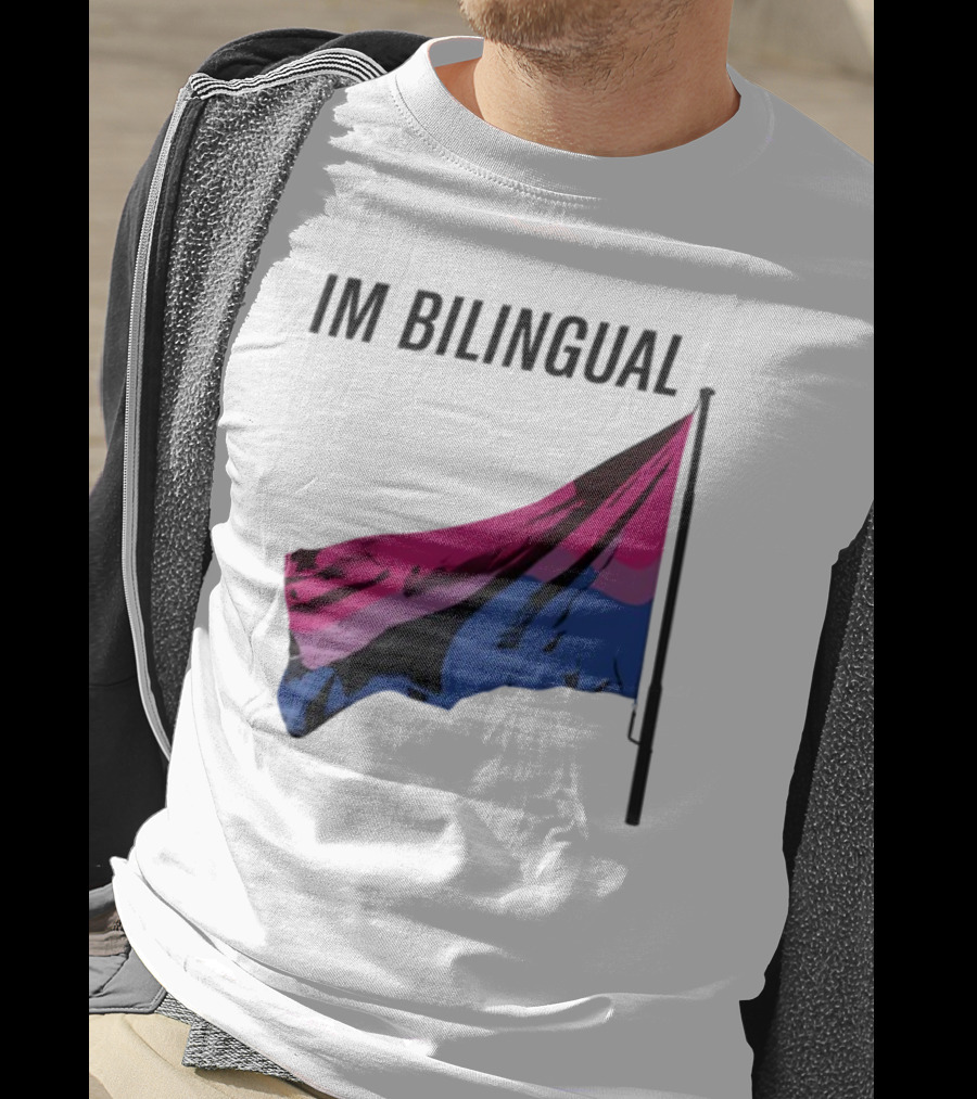 IM Bilingual Flag With Pink Purple And Blue Stripes T-Shirt