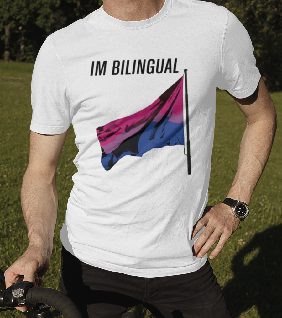 IM Bilingual Flag With Pink Purple And Blue Stripes T-Shirt