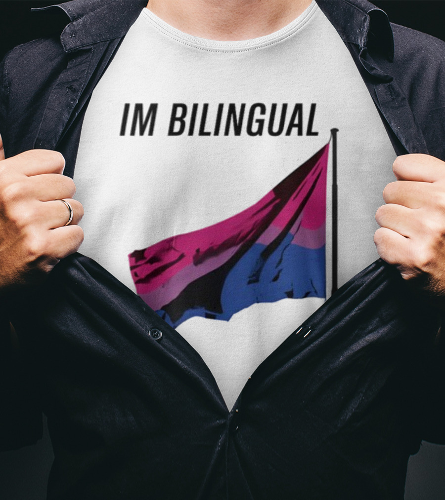 IM Bilingual Flag With Pink Purple And Blue Stripes T-Shirt