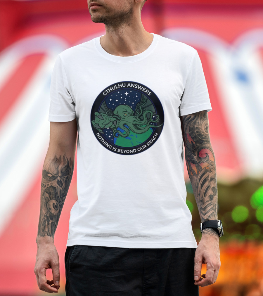 Cthulhu Answers Nothing Is Beyond Our Reach Octopus Cosmic Ocean Starry Night T-Shirt