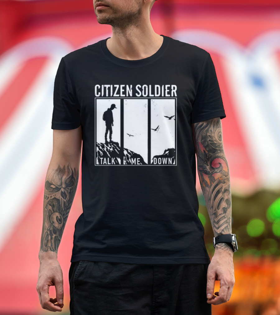 Citizen Soldier Talk Me Down Silhouette on Cliff with Birds T-Shirt