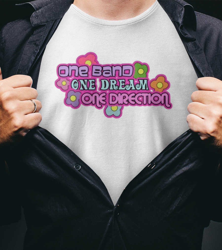 One Band One Dream One Direction Mustardyardpress Flowers T-Shirt