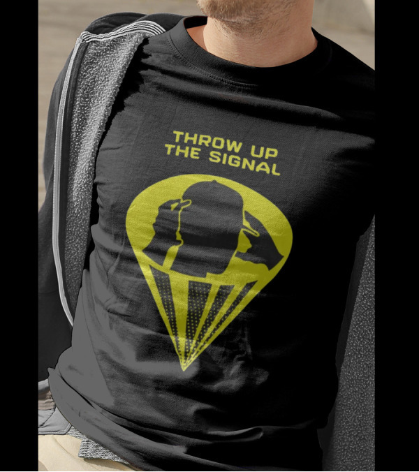 Trainboy100 Throw Up The Signal Iconic Head Silhouette With Light Beams T-Shirt