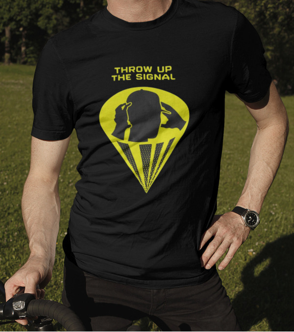 Trainboy100 Throw Up The Signal Iconic Head Silhouette With Light Beams T-Shirt