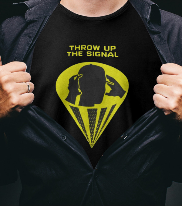 Trainboy100 Throw Up The Signal Iconic Head Silhouette With Light Beams T-Shirt