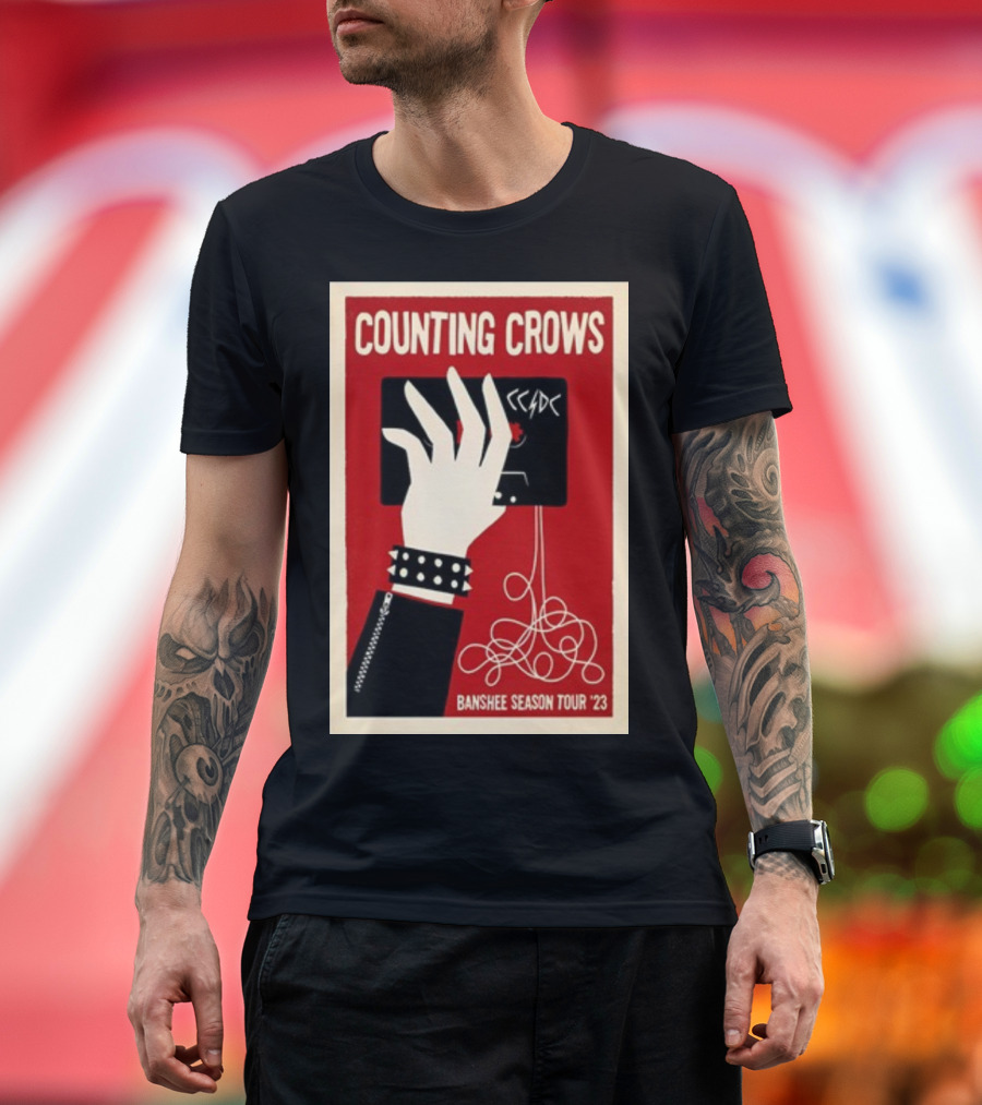 Counting Crows Banshee Season Tour '23 Red Cassette Hand T-Shirt