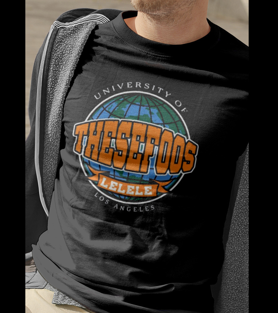University Of These Foos Lelele Los Angeles Globe Orange T-Shirt