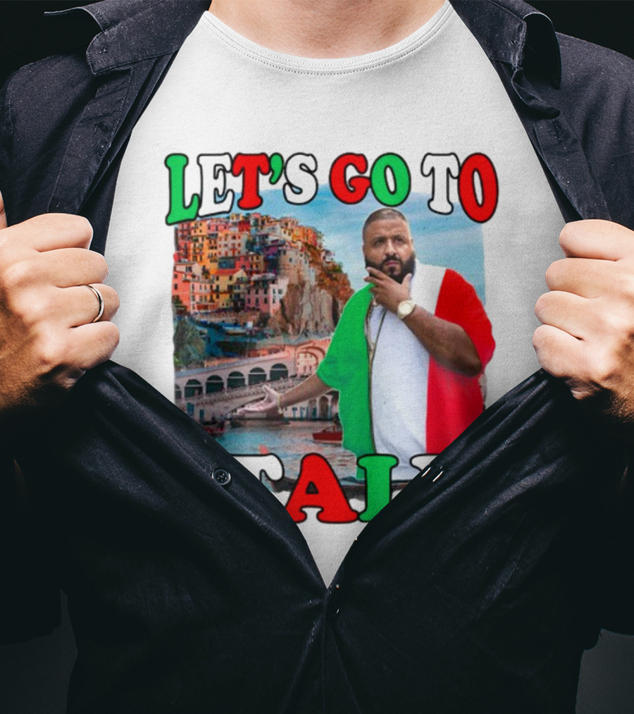 Funnyahhtees Let’s Go To Italy Dj Khaled Colorful Coastal Adventure T-Shirt