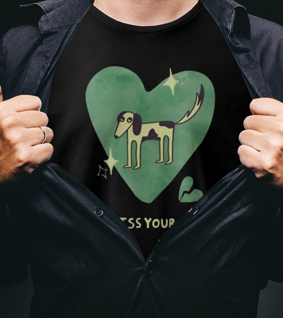 I Miss Your Dog Heart Shape Stars Black And Green T-Shirt