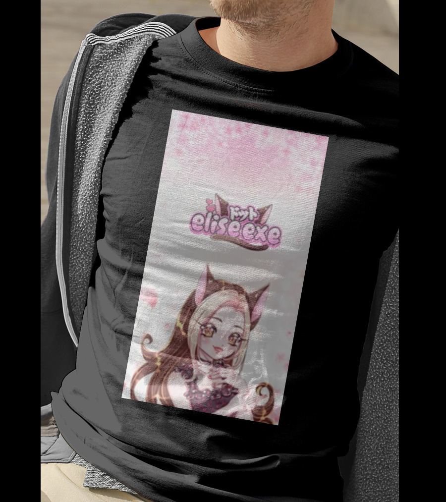 Elisedotexe Elise Exe Manga Character Aesthetic With Cat Ears And Sakura Blossoms T-Shirt