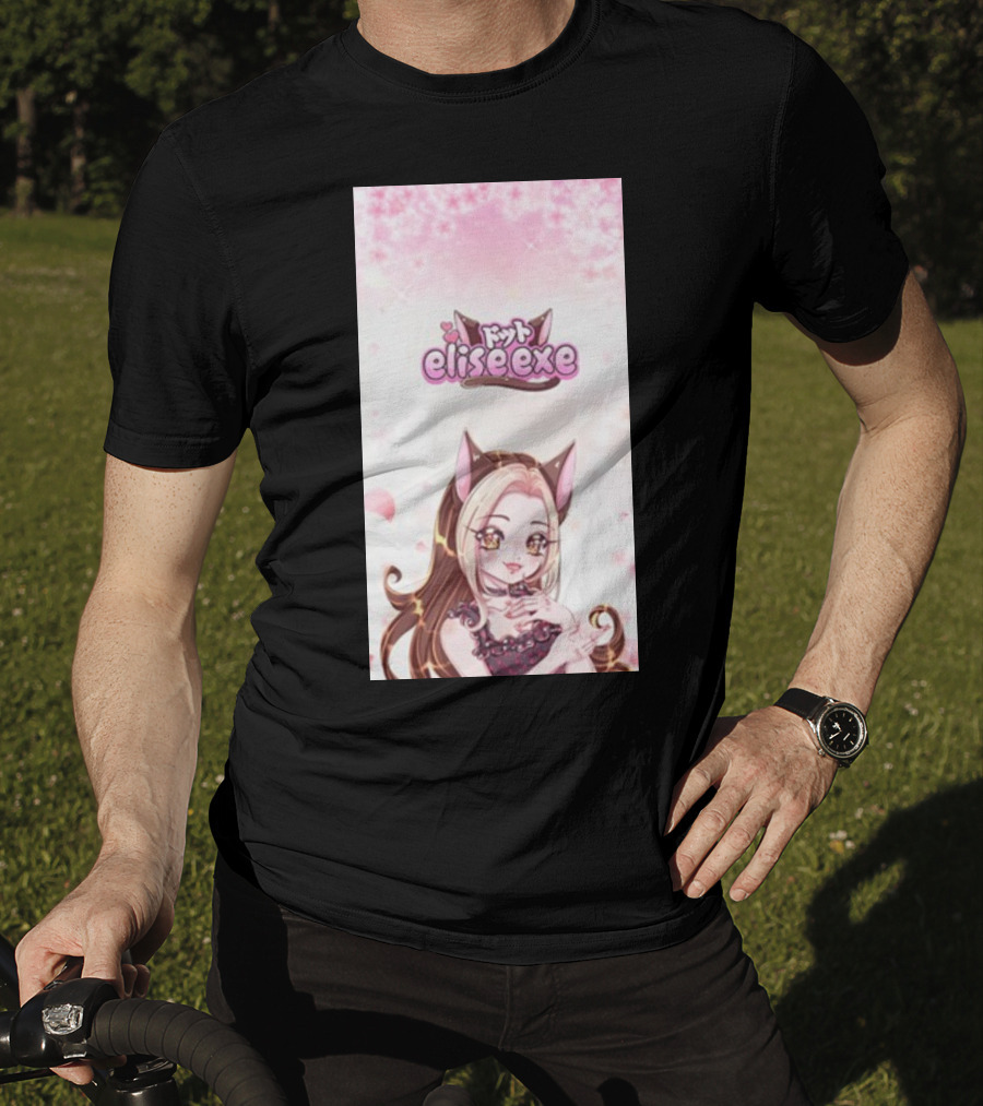 Elisedotexe Elise Exe Manga Character Aesthetic With Cat Ears And Sakura Blossoms T-Shirt
