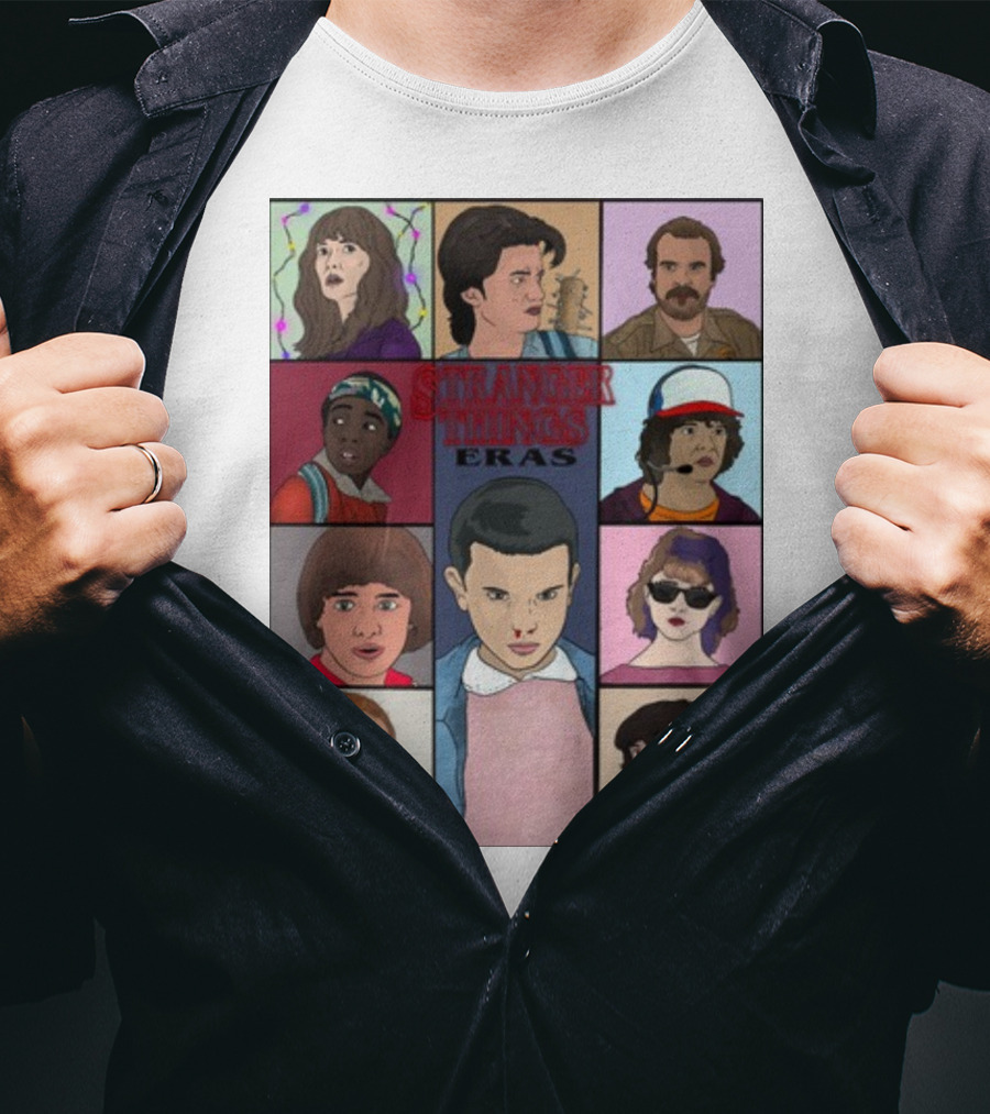Stranger Things Eras Character Collage T-Shirt