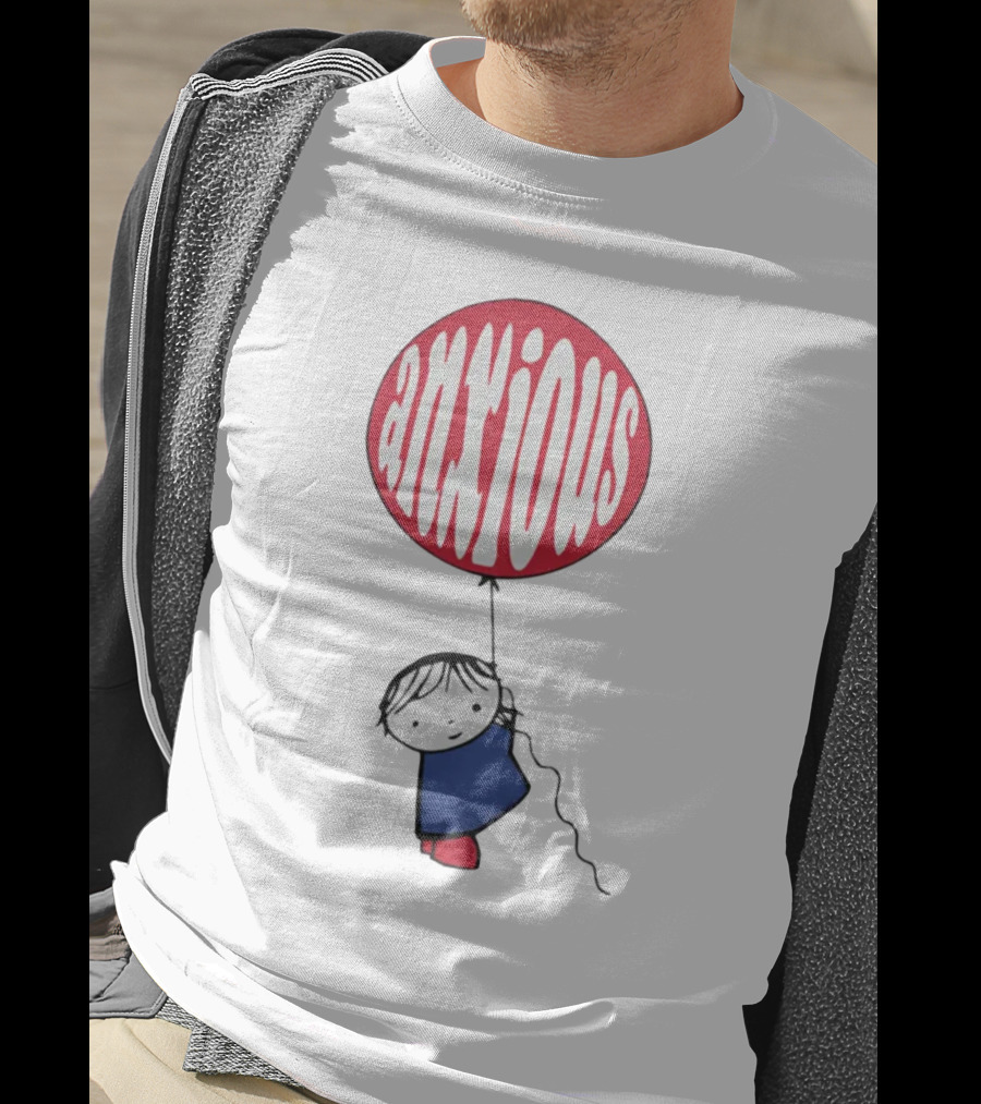 Anxious Balloon Child Holding Red Balloon With White Anxious Text T-Shirt