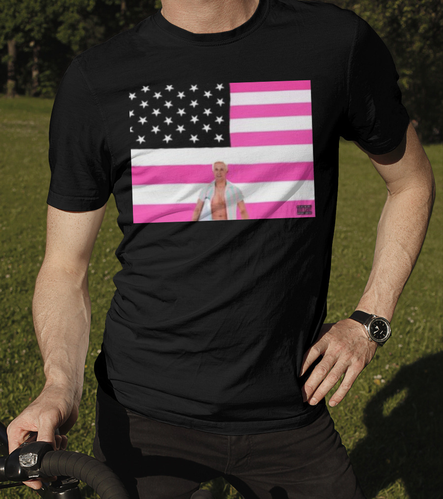 Ryan Gosling Pink Ish Tape American Flag Stars Explicit Content T-Shirt