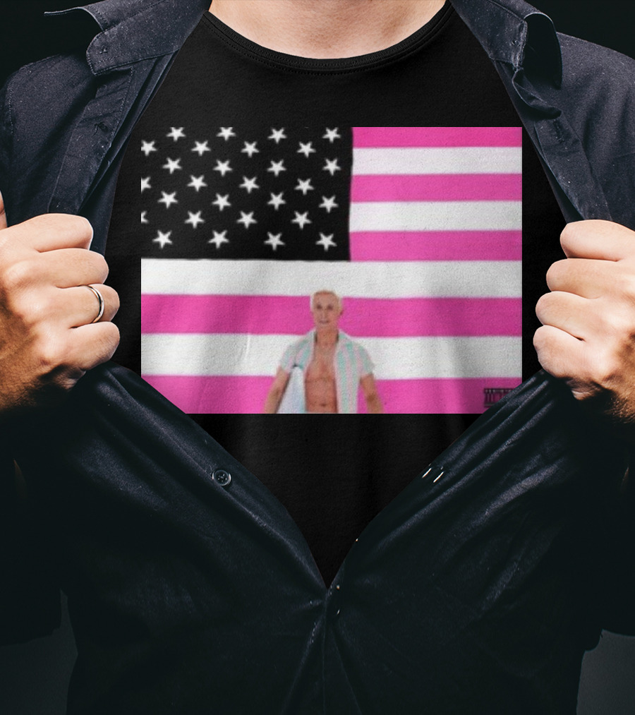 Ryan Gosling Pink Ish Tape American Flag Stars Explicit Content T-Shirt
