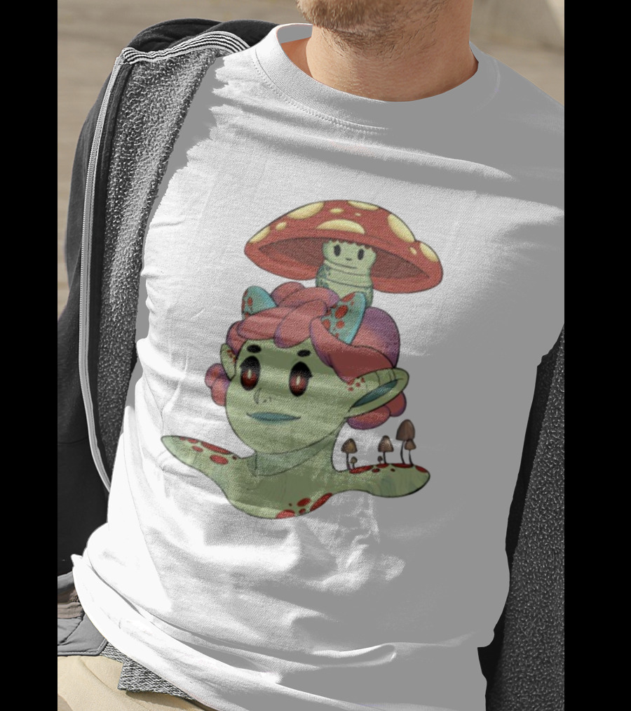 Mushroom Troll Fantasy Character With Toadstool Hat And Colorful Hair T-Shirt