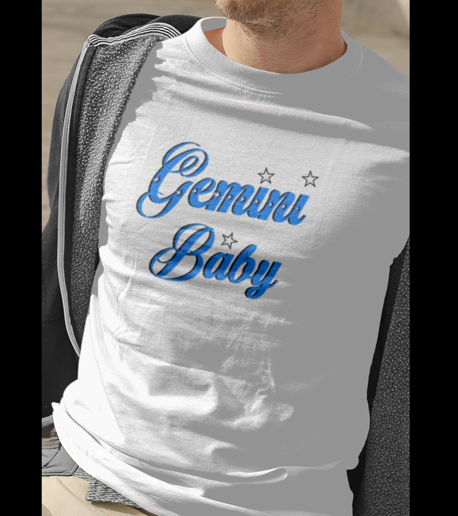 Beabadoobee Gemini Baby Blue Script With Stars T-Shirt