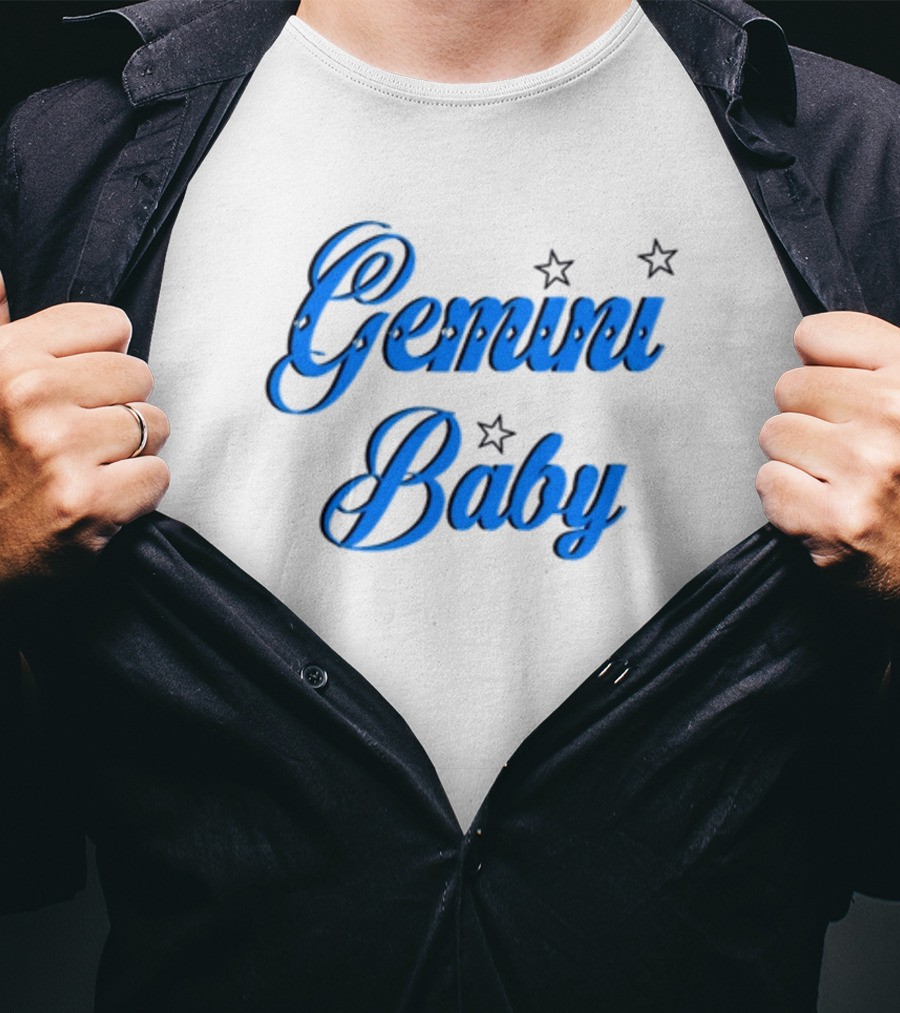 Beabadoobee Gemini Baby Blue Script With Stars T-Shirt