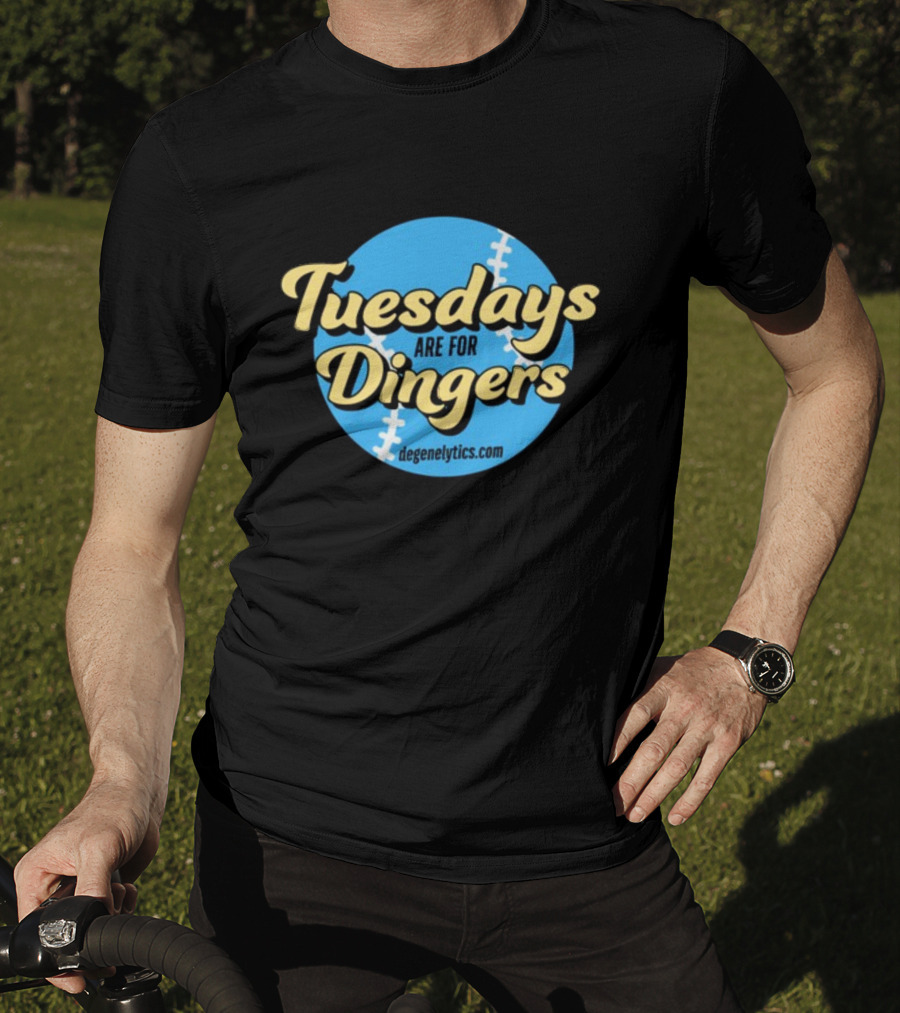 Tuesdays Are For Dingers Degeneltyics.com Football Stitch T-Shirt