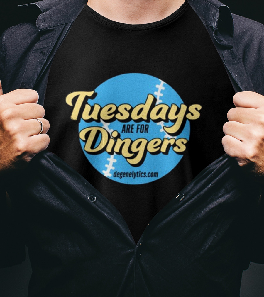 Tuesdays Are For Dingers Degeneltyics.com Football Stitch T-Shirt