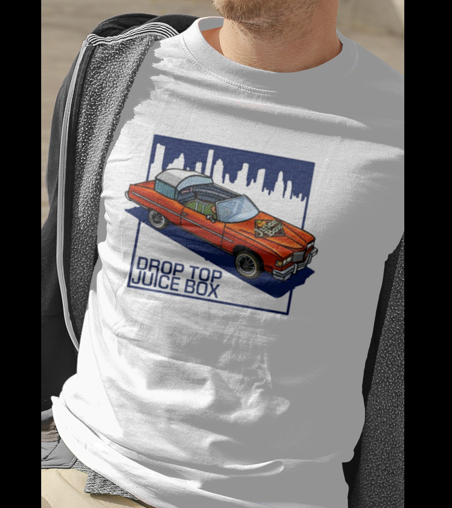 Droptop Juicebox Convertible With City Skyline In Background T-Shirt